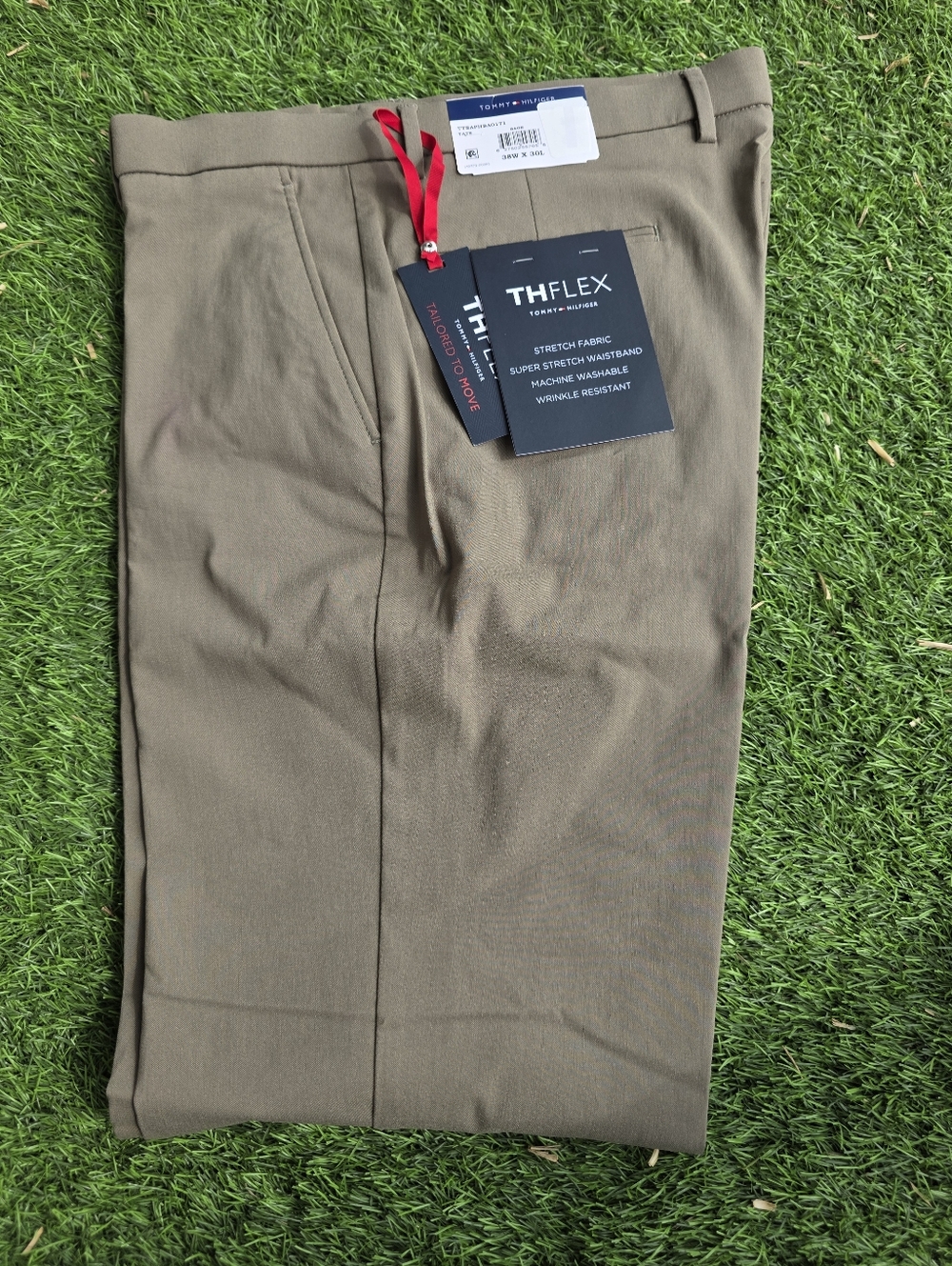 Tommy Hilfiger Men THFLEX Dress Pants 38x30 Stretch NWT Sage $95 MRSP Career - Picture 2 of 6